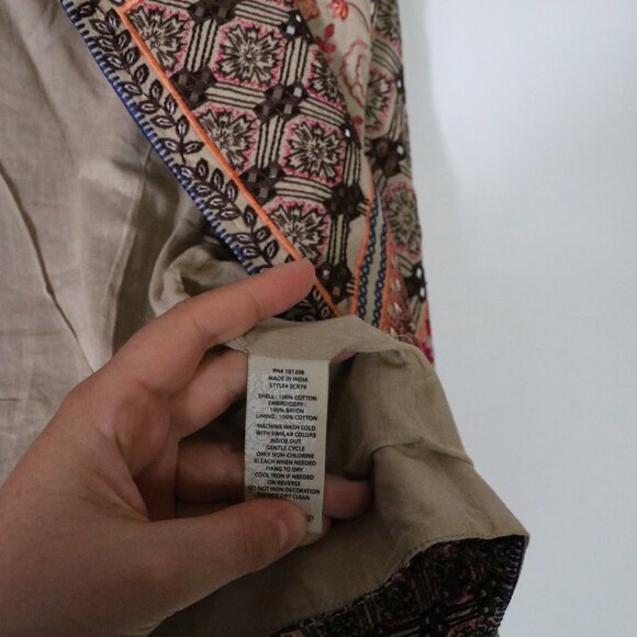 Soft Surroundings Livia Bolero Beaded Embroidered Cropped Jacket L Boho Gypsy - Picture 5 of 6
